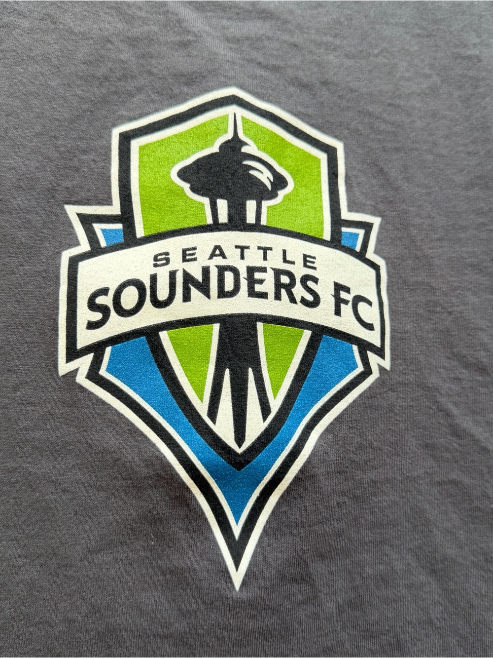 JERZEES SEATTLE SOUNDERS FC SHORT SLEEVE LOGO T SHIRT GREY UNISEX LARGE - Picture 2 of 7